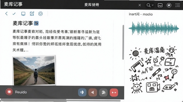 �����±ʼǱ༭���棬�������֡�ͼƬ��¼����ť���Ҳ���ʾ�������Ƶ���κ��ֻ�Ϳѻ�����ֶ�ý��ʼ�����