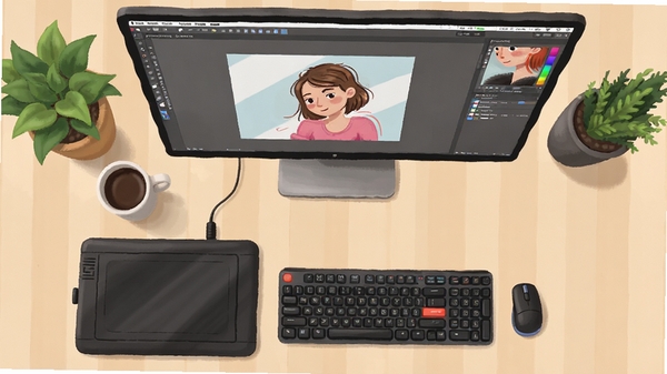 һ��Krita�滭����̨�ĸ���ͼ����λ�塢���̺���ʾ������ʾ�Ż滭���棬��Χ�п��ȱ�����ֲ����Χ��ܰרҵ