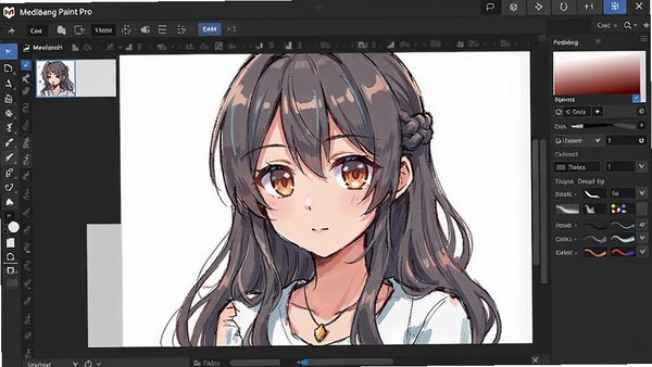 MediBang Paint Pro�滭������ʾ�����������ڻ���һ��������ɫͷ����Χ��ʾͼ�㡢��ˢ���õ���壬����ɫ�ʷḻ���������������������������Ժ�רҵ��