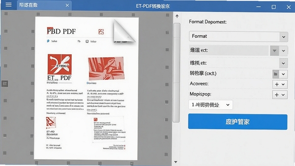 ET-PDFת������PDF�ļ�ת��ΪWord�ĵ��Ľ��棬���ΪPDFԤ�����Ҳ�Ϊת������ѡ���ʽѡ��������ת����ť��Ŀ