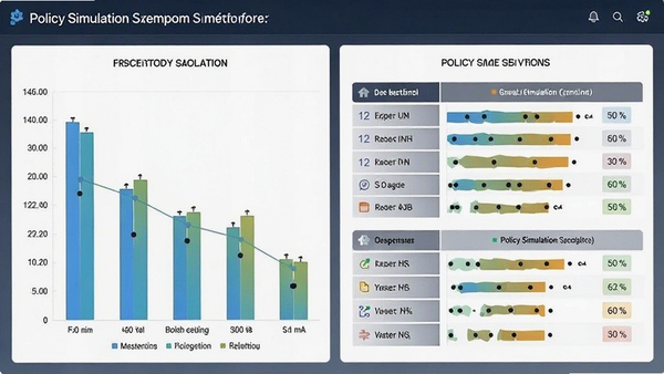Policy Simulation�෽���ԱȽ��棬����չʾ��ͬ������ָ����״ͼ�����ֱ�����������