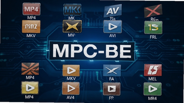 MPC-BE������֧�ָ�ʽ�б�ͼ��չʾ������Ƶ��ʽͼ�꣬��MP4��MKV��AVI��FLV��TS�ȣ��м�ͻ��MPC-BE��־������Ϊ�Ƽ�����ɫ