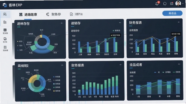 ����ERP�����������ͼ��չʾ�����桢���񡢱����Ⱥ��Ĺ���ģ�飬���������������ݿ��ӻ�ͼ���ḻ������������רҵ��