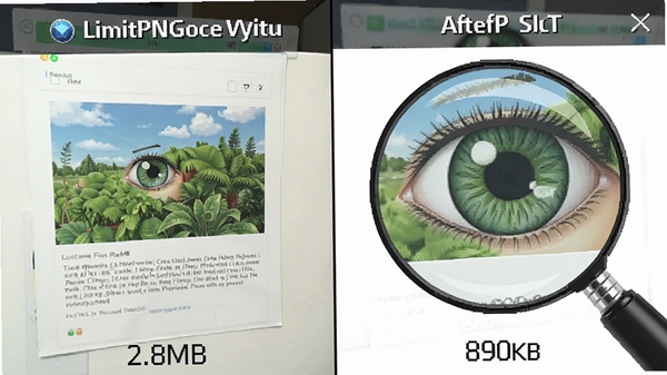 limitPNGѹ��ǰ��Ա���ͼ�����ԭͼ��ʾ�ļ���С2.8MB���Ҳ�ѹ������ʾ890KB������ϸ�ڷŴ��������������