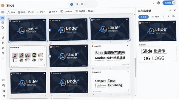 iSlide��������������ʾ����������ʾ���Żõ�Ƭͬʱ��ѡ�в�Ӧ��ͳһLOGO��������ʽ������������������ָ�Ч����ԡ�