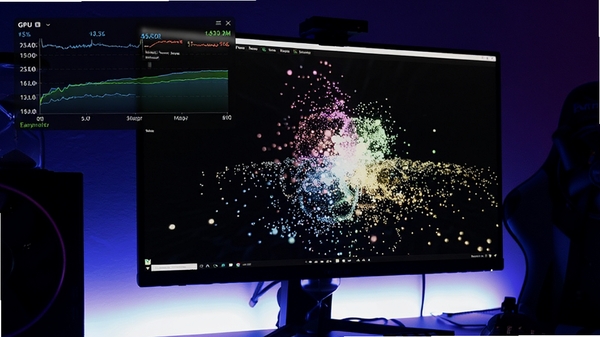 ɳ©������ڽ����Կ������ֲܷ��ԣ���Ļ��ʾ3D������Ⱦ���������Ͻ�������չʾGPU�¶���ռ����ʵʱ����ͼ���羺������