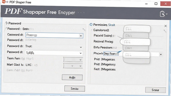 PDF Shaper Free加密解密功能界面,显示密码设置选项和权限管理