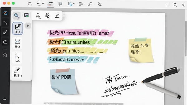 ����PDF��ע������ʾ���ĵ�ҳ������ʾ��ɫ��������ǩ���ֻ�ʼ���������չ��������עͼ�꣬��������ֱ��