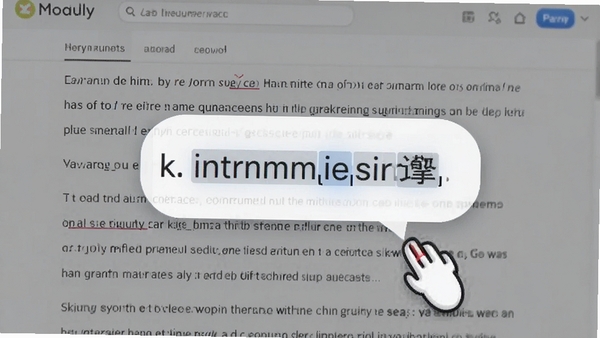 专业屏幕取词引擎划词翻译演示,鼠标选中英文单词,弹出中文释义气泡,背景为英文网页