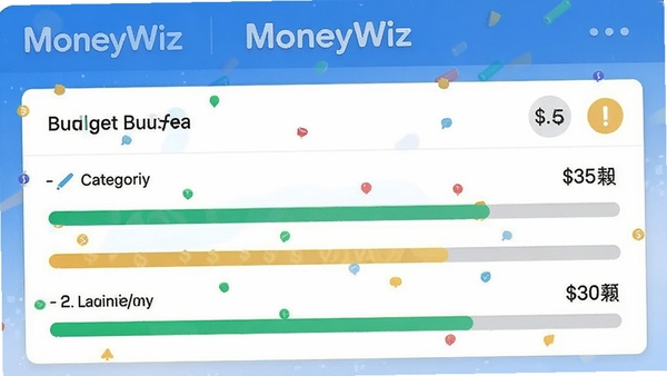 MoneyWiz��Ԥ��滮���ܣ���ʾ�����Ԥ������ʣ������н�����������ͼ�꣬ɫ�����죬��ϢһĿ��Ȼ