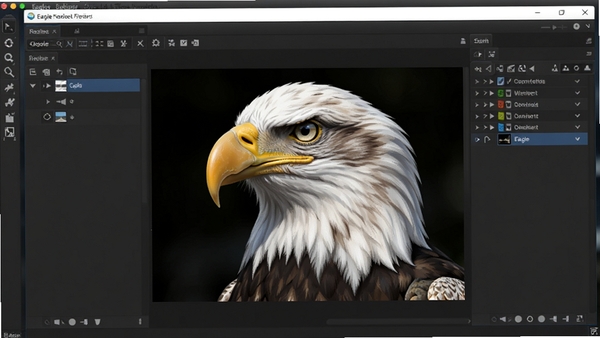 Eagle��������Ԥ��PSD�ļ���Ч��ͼ��Ԥ��������ʾͼ��ṹ����Χ�����š���ת���߰�ť������Ϊ��ɫ���棬ͻ��Ԥ�������ȡ�