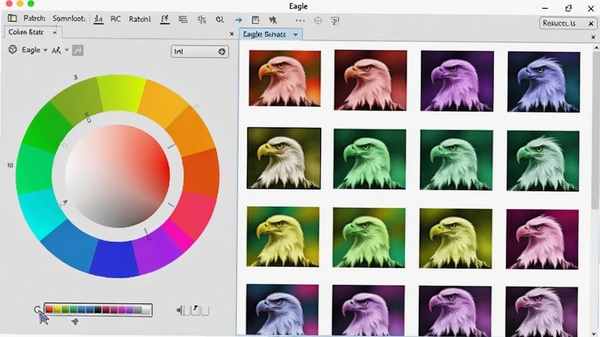 Eagle�����а���ɫɸѡ�زĵĽ��棬�����ʾɫ�����Ҳ�Ϊƥ����ͬɫϵ��ͼƬ���񣬽���������ͻ��ɫ�ʹ������ܡ�