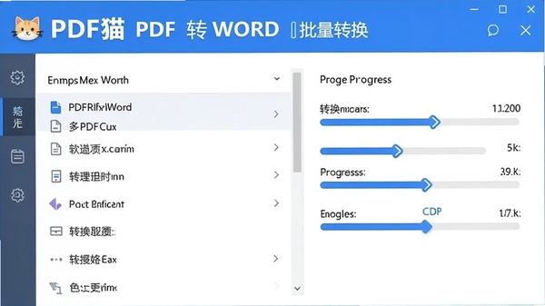 PDFèPDFתWORD����ת�����棬���ļ��б���ʾת�����ȣ��������������ִ���ԼUI��ƣ���ɫ��ɫ����ͻ���������ơ�