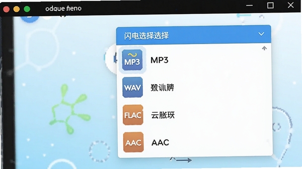 ������Ƶ��ʽת������ʽѡ��˵��������б�չʾMP3��WAV��FLAC��AAC�ȶ��ָ�ʽͼ�꣬������������