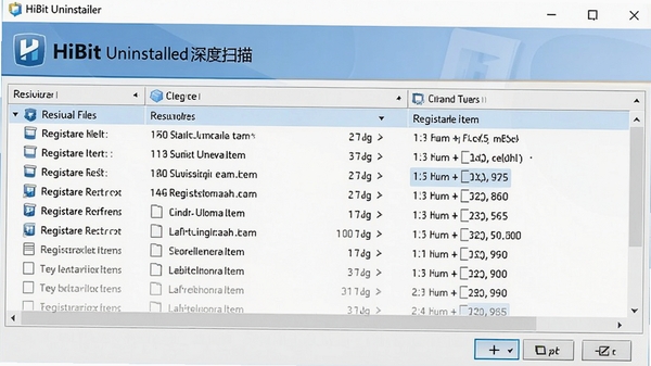 HiBit Uninstaller�������ɨ����̽��棬��ʾ�����ļ���ע������б�