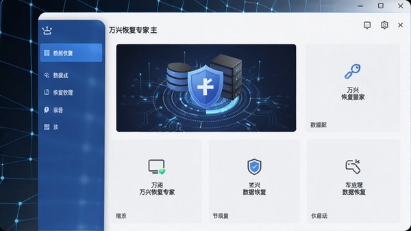 万兴恢复专家主界面展示,简洁直观,功能分区明确,突出数据恢复的专业性与科技感