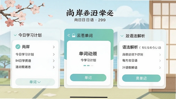һ��չʾ�а�����APP�������ͼ�������������ѧϰ�ƻ������ʿ�Ƭ���﷨����ģ�飬����ɫ��Ϊ���µ���ʽ������廭�����������࣬ͻ��APP���ִ�����ʵ���ԡ�
