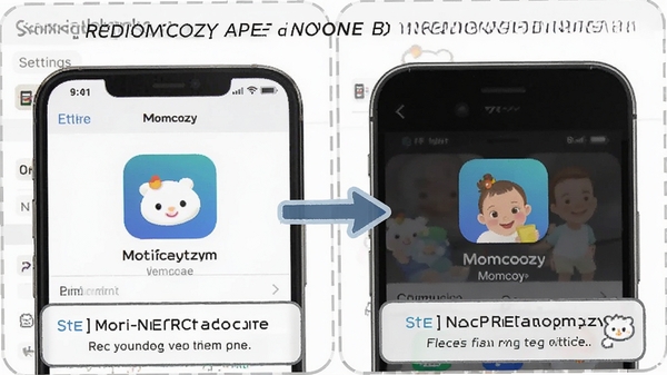 һ��ͼʾ��չʾ������ֻ��ġ����á���ΪMomcozyӦ�ÿ���֪ͨȨ�޺ͺ�̨����Ȩ�ޣ��������������Լ��ļ�ͷָʾ��