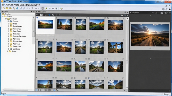 һ��չʾACDSee Photo Studio Standard 2019����������ĸ����ͼ�����Ϊ�ļ��������м�ΪͼƬ����ͼ�����Ҳ�ΪԤ����壬������ˬ��࣬ɫ�����죬ͻ��ͼƬ�������Ĺ���