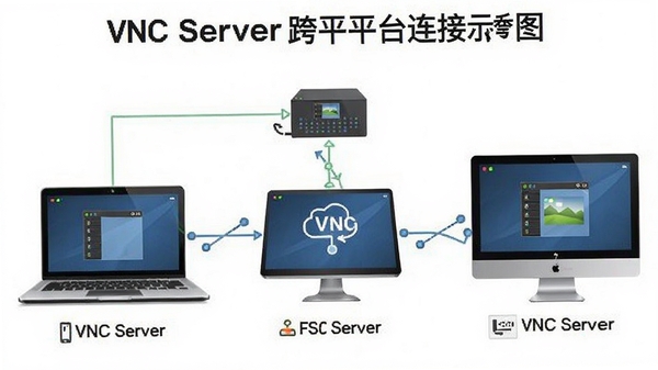 VNC Server��ƽ̨����ʾ��ͼ��չʾ��ͬ�豸ͨ��VNC Server����