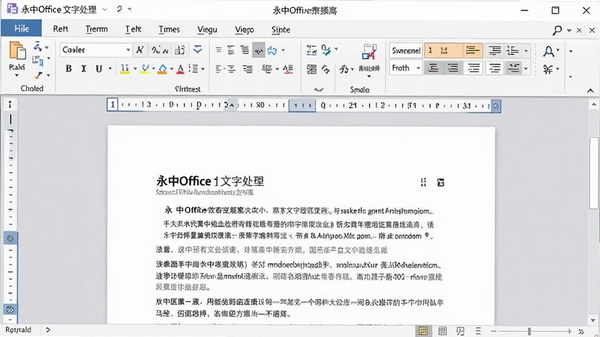 永中Office文字处理界面,显示文档编辑页面,带有工具栏和格式刷功能,界面简洁,突出国产办公软件的专业性