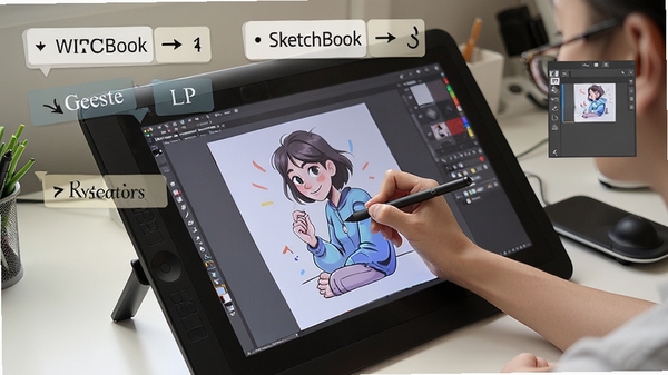 SketchBookʹ�ý̳̳������û��ֳ���λ������λ���ϻ��ƣ���Ļ��ʾ�廭��Ʒ����Χ�п�ݼ���ʾ��ͼ�㴰��