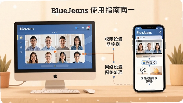 BlueJeansʹ��ָ��ʾ��ͼ��չʾ�������ֻ�����ͬһ���飬�����עȨ�����á������Ż����������⴦�������֣������������ɫ����ܰ