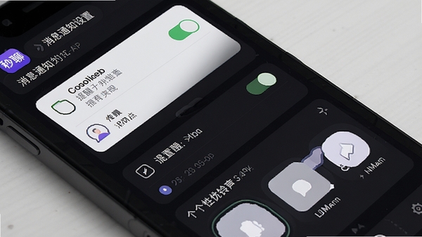 ����APP��Ϣ֪ͨ���ý��棬չʾ��������ѡ��͸��Ի�����ѡ�񣬱���Ϊ��ɫģʽ��ͻ������ϸ�ڡ�