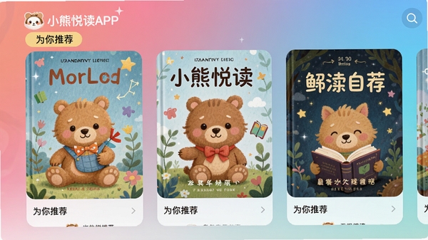С���ö�APP���Ƽ�ҳ�棬չʾ�������澫����ͼ�鿨Ƭ�����С�Ϊ���Ƽ�����ǩ������Ϊ����ɫ