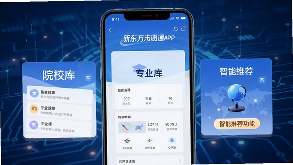 �¶���־ԸͨAPP����չʾ��չʾԺУ�⡢רҵ���������Ƽ�����ģ�飬����Ϊ��ɫ�Ƽ��з��