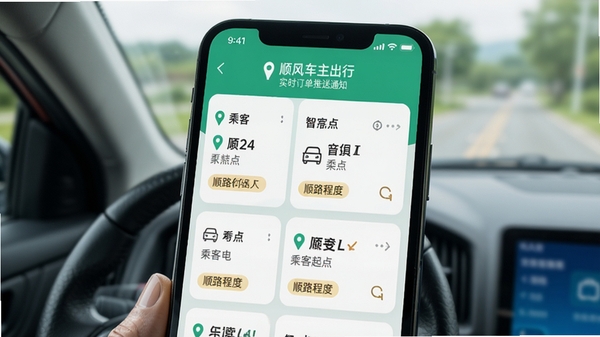 ˳�糵���ǻ۳���ʵʱ��������֪ͨ���棬�ֻ���Ļ����ʾ���������Ƭ�������˿�����յ㼰˳·�̶ȱ�ǩ