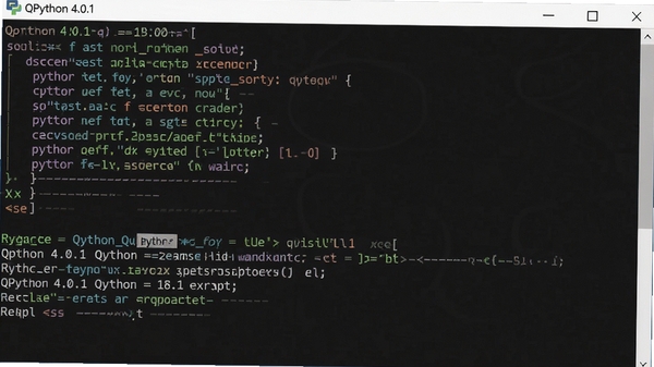 QPython 4.0.1 ����Python�ű�ʱ�Ŀ���̨������棬���������ʾ�����н�������ɼ�