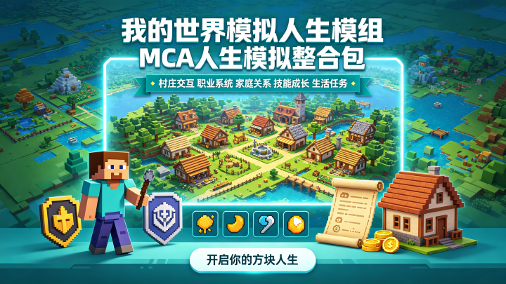 我的世界模拟人生模组-MCA人生模拟整合包 我的世界模拟人生模组-MCA人生模拟整合包