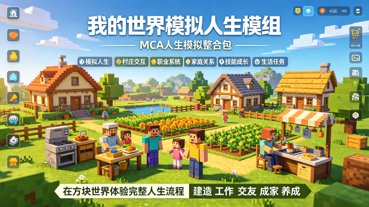 我的世界模拟人生模组-MCA人生模拟整合包 我的世界模拟人生模组-MCA人生模拟整合包