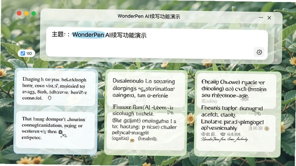 WonderPen AI��д������ʾ���Ի����������⣬�·��Զ����ɶ�β�ͬ�������֣�����������Ȼ