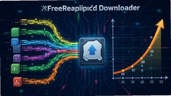 FreeRapid Downloader���߳�����ʾ��ͼ�������ɫ��������۵�Ӳ��ͼ�꣬�ٶ�������ʾ�����ȶ�