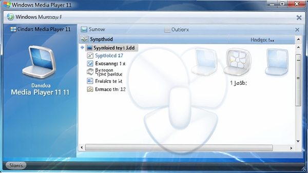 Windows Media Player 11ͬ���豸���棬��ʾ�豸ͼ���ͬ��ѡ���б���������岼�ֺ���