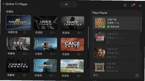 Online TV Player�ղؼкͲ����б���壬չʾ�û��Զ����Ƶ������