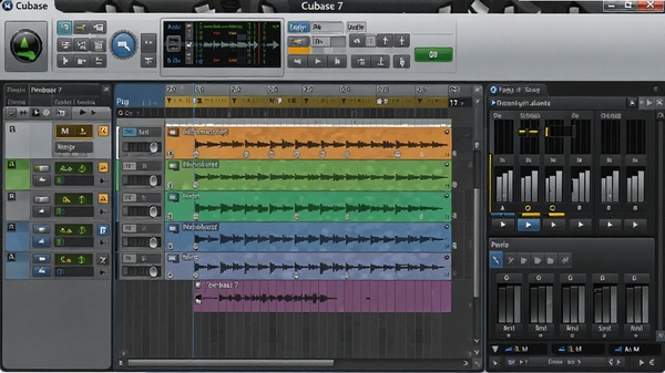 һ��Cubase 7���������ͼ��չʾ������̨�����촰�ں�����������壬���רҵ���ִ�