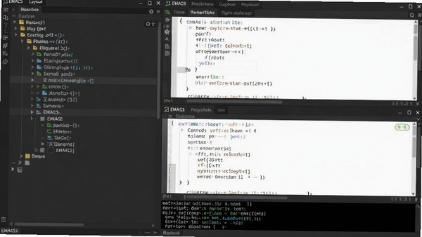 EMACS�������֣�����ļ������Ҳ����������༭���ڣ��ײ��նˣ�չʾ��Ч����������