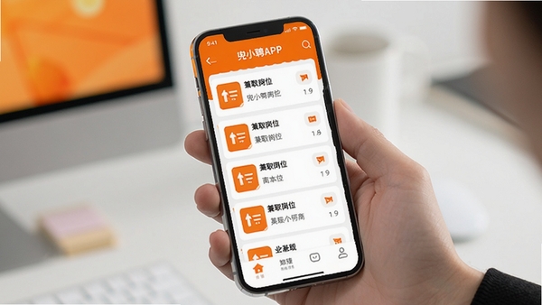 ��СƸAPP����չʾͼ���ֻ���Ļ����ʾ�����ְ��λ�б�������Ϊ�����ĳ�ɫ�Ͱ�ɫ��䣬����ִ���࣬ͻ����Ƹ��Ϣ����