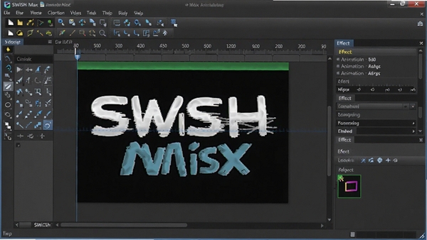 SWiSH Max�������������������ͼ��չʾʱ���ᡢ��ͼ���ߺ���Ч��壬����ִ����