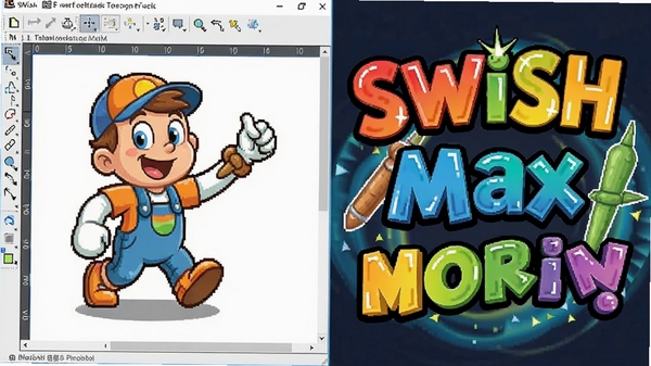 SWiSH Max��ͼ���ߺ����ֶ���Ч��ʾ����������ͨ��ɫ�Ͷ�̬���֣�ɫ�ʷḻ