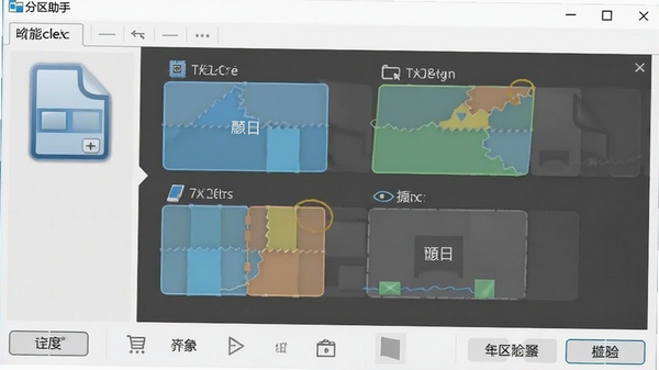 分区助手主界面截图,展示磁盘分区布局和功能按钮