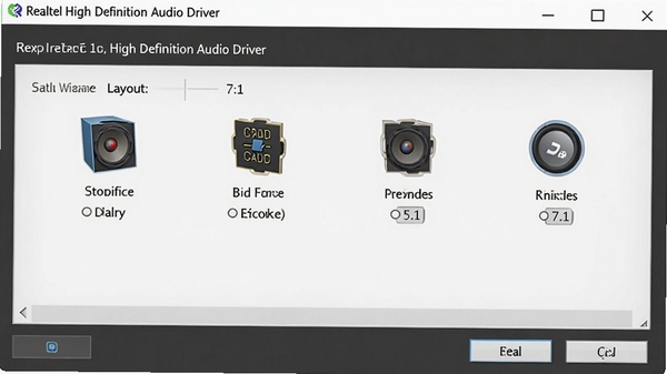 Realtek High Definition Audio Driver���������ý����ͼ����ʾ����������ѡ�񴰿ڣ���������������������5.1��7.1ѡ�������רҵ������Ϊ���ɫ����