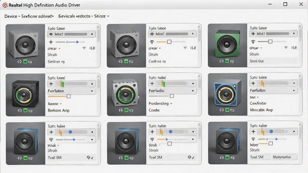 Realtek High Definition Audio Driver�豸���ý����ͼ����ʾ�����Ƶ�豸ͼ�꣬ÿ���豸�ж���������壬����Ϊ����ǳ��ɫ��