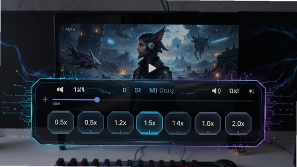 ������ҳ��Ƶ���������ٲ��ſ�����壬չʾ0.5x��2.0x�ٶ�ѡ��