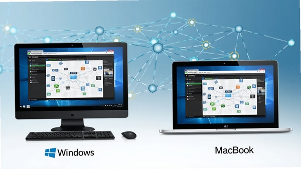 Microsoft Silverlight��ƽ̨ʾ��ͼ�����ΪWindows���ԣ��Ҳ�ΪMacBook����̨�豸��Ļ�Ͼ���ʾͬһ��SilverlightӦ�ý��棬����Ϊ������������ͼ�Σ��������ƽ̨�޷�ͬ���ļ������ԡ�