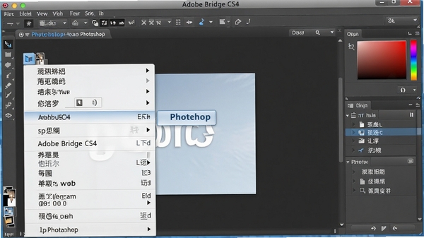 Adobe Bridge CS4 �Ҽ��˵���ʾ�� Photoshop �д�ѡ��