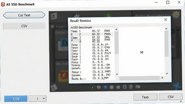AS SSD Benchmark��������������ܽ��棬չʾ����Ϊ�ı���CSV�İ�ť���Լ�һ�������Ľ��Ԥ�����ڣ�����Ϊ�������ݵ��ı���ʽ������ɾ��޹��